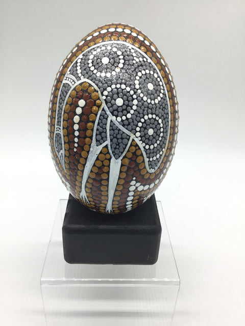 Grey Emu Egg with Stand -Dotted