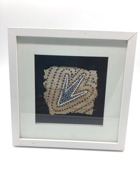 Emu Print on paper bark framed