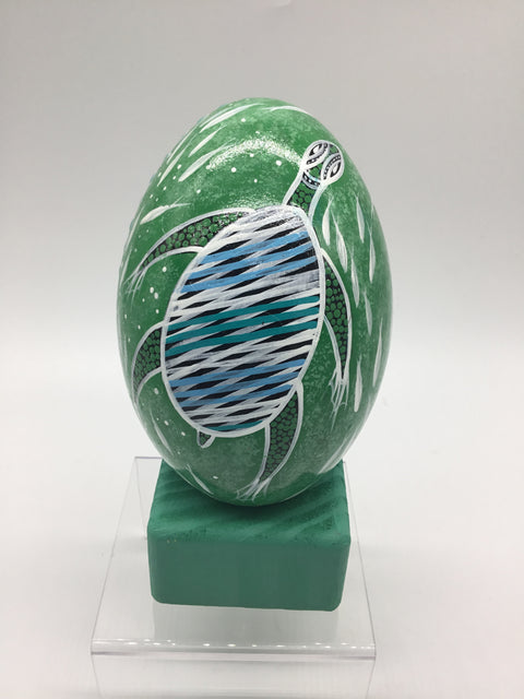 Green Turtle Emu Egg with Stand