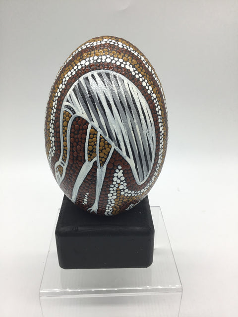 Grey Emu Egg and Stand -lined