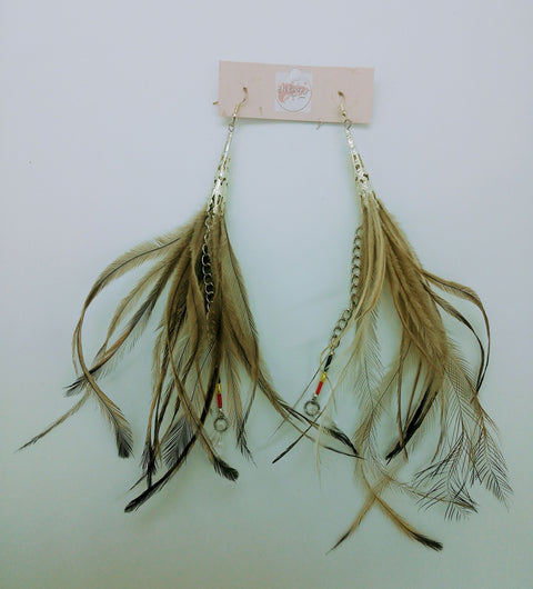 Porky Quill Emu Feather Earrings