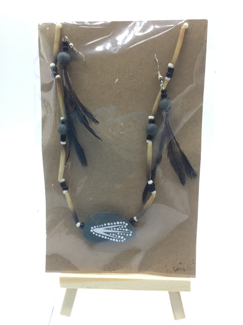 Dark Emu -Necklace and Earrings set