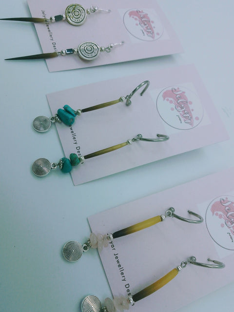 Stone & Porky Quill Earrings