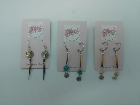 Stone & Porky Quill Earrings